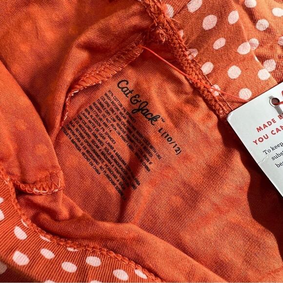 Cat & Jack Orange and White Polka Dot Slim Legging Elastic Waist Size - Picture 4 of 6